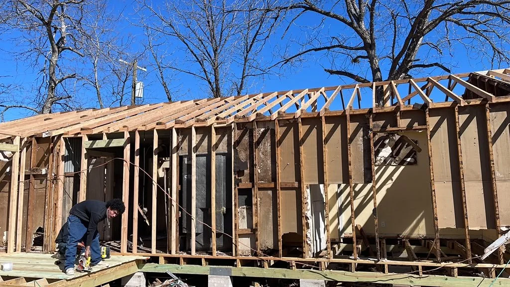 Framing and rafters on an addition
